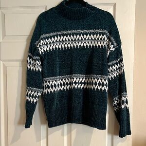 Men's Teal and White Patterned Sweater